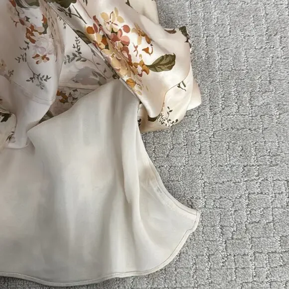 Reformation Aden 100% Silk Dress in “Bella” floral print cream sleeveless midi - Picture 8 of 11